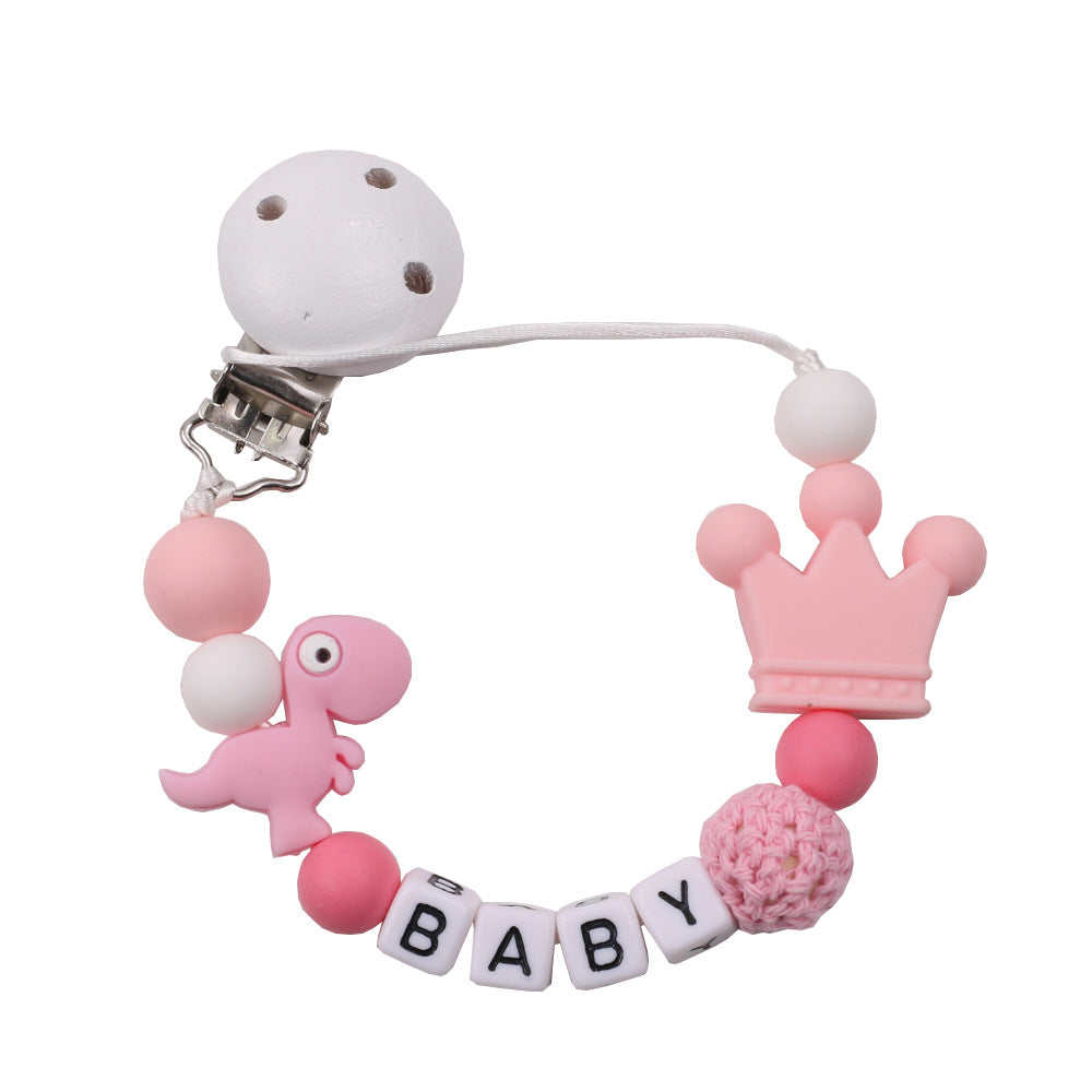 Wholesale 3PCS Small Dinosaur Silicone Beads Pacifier Chain Anti-drop Chain Clip
